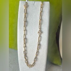 Tory Burch Icon Pave Chain Necklace